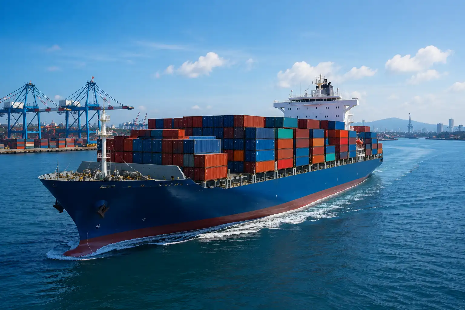 Container ship providing international sea freight services in Saudi Arabia.