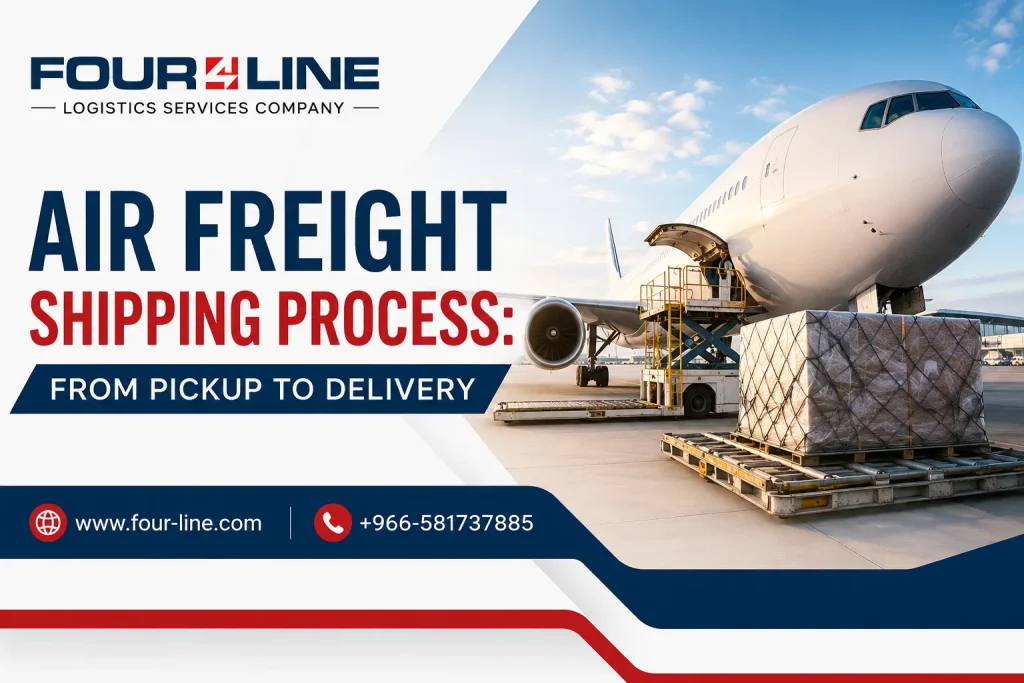 Air Freight in Saudi Arabia with cargo aircraft loading commercial shipments for international delivery.