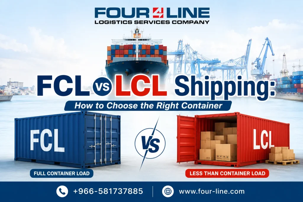 FCL vs LCL shipping containers for Sea Freight in Saudi Arabia, helping businesses choose the right container for international cargo.