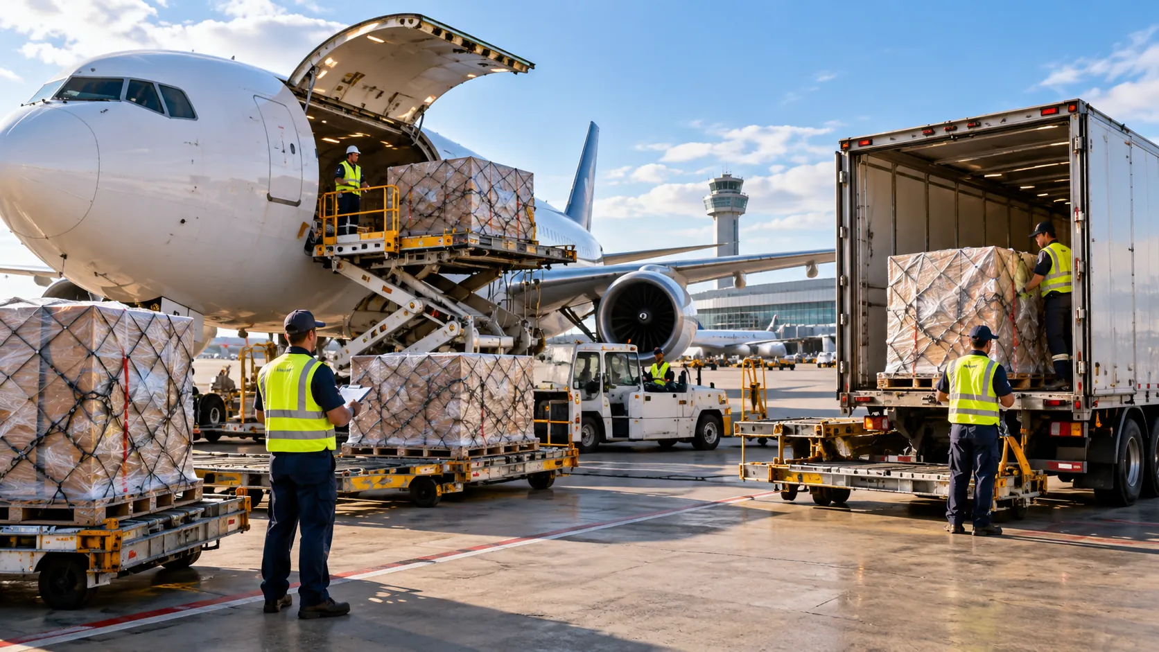 Door-to-door air freight from collection to final delivery.