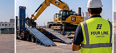 Hydraulic lowbed equipment loading process